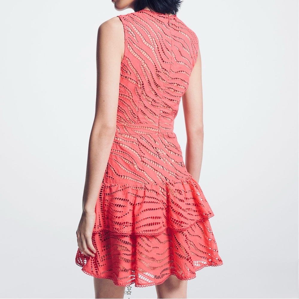 ✨️SALE✨️ MICHAEL by MICHAEL KORS Zebra Eyelet Cotton Ruffle Minidress - Picture 3 of 9